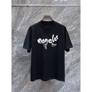 Moncler Men's and Women's Crew Neck Black Short Sleeve T-Shirt